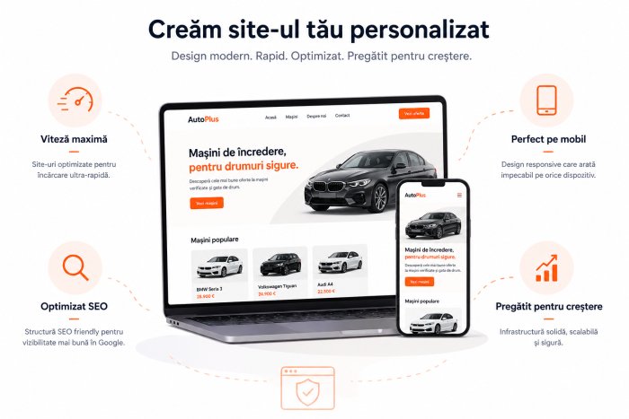 Website auto modern afișat pe laptop